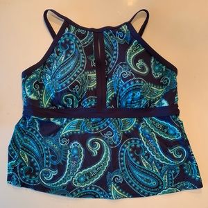 Lands’ End Plus Size Keyhole High Neck Tankini Top